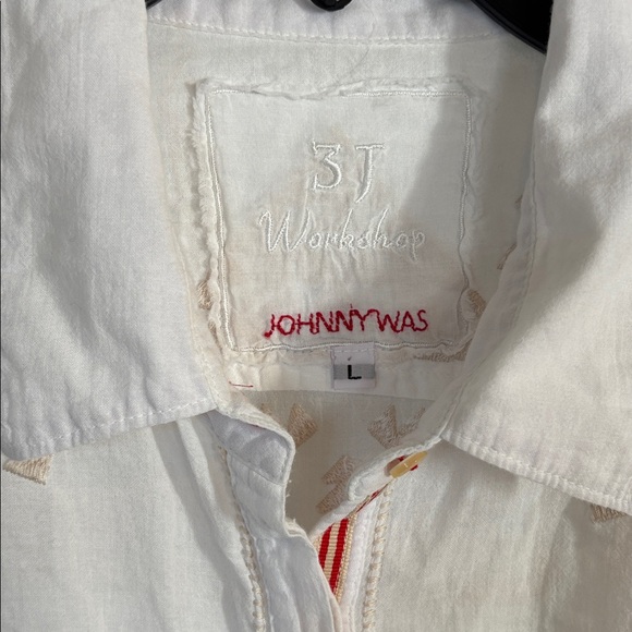 Johnny Was White and Tan Embroidered Shirt - Picture 2 of 8